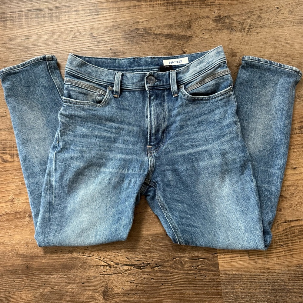 H&M Denim 28 Slim Skinny Jeans Blue Distressed 360 Flex Stretch Womens High Rise